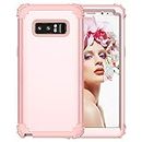 Phone Case for Samsung Galaxy Note 8 Hard Cover Shockproof Soft Silicone Bumper Hybrid Three Layer Heavy Duty Protective Cell Accessories Glaxay Note8 Not S8 Galaxies Gaxaly Cases Women Rose Gold
