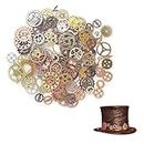 jeufun 50 Grams Steampunk Gears, Cogs and Gears, Assorted Vintage Antique Steampunk Gears Charms Cogs, Watch Cog Wheel Sets Steampunk Craft for Jewelry Making, DIY Handmade Accessories- 4 Colors
