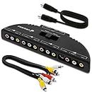 Fosmon 4-Way Audio, Video RCA Switch Selector -Splitter Box and AV Patch Cable for Connecting 4 RCA Output Devices to Your TV