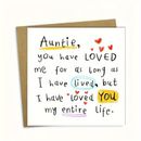 1pc, Auntie I Have Loved You My Entire Life, Auntie Birthday Card, Small Business Supplies, Thank You Cards, Birthday Gift, Cards, Unusual Items, Gift Cards