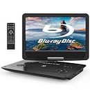 WONNIE 16.9" Portable Blu Ray DVD Player with 14.1" 1080P Full HD Large Swivel Screen, Dolby Audio Sound, 4 Hrs Rechargeable Battery, Support HDMI Out, AV Out, Last Memory, USB/SD Card, Sync TV