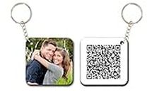 LIVE UNIQUE Personalized QR Code scan message Keychain with photo & Name | Best gift for anniversary, birthday | Metal