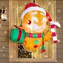 Joiedomi 3.5 FT Christmas Inflatable Gingerbread Man with Gift Box and Candy Cane Broke Out from Window，Blow Up Inflatable with Build-in LED for Window Decor, Xmas Party, Outdoor, Yard, Lawn Decor