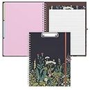 Rimilak Spiral Clipboard Folio with Refillable Lined Notepad, 14.5 x 9.8Inch, Hardcover Clipboards with 5 Interior Pockets, Elastic Band and Pen Loop Series. Cute Stylish Clipfolio, Daisy Flower