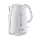 Russell Hobbs Textures Electric 1.7L Cordless Kettle (Fast Boil 3KW, White premium plastic, matt & high gloss finish, Removable washable anti-scale filter, Push to open lid, Perfect pour spout) 21270