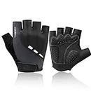 INBIKE Cycling Gloves 3M Gel Pad Breathable Refletive Half Finger Biking Gloves Lightweight for Riding MTB Black Large