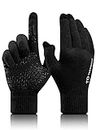 Thermal Gloves, Christmas Gifts Touch Screen Glove Men Women - Anti-Slip Grip Elastic Cuff - Warm Lining - Stretchy Material - Winter Windproof Glove for Outdoor Driving Typing Phone - Black L