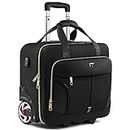 Rolling Laptop Bag, 15.6 inch Rolling Briefcase for Men Women, Laptop Briefcase on Wheels, Overnight Bags with Carry On Bag, Water-Proof Travel Bag with USB Port for Business Travel 2pcs Set, Black
