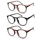 Vecien 3 Pairs Occhiali da Lettura, Montatura per occhiali resistente, Cerniere a Molla, Ovali Occhiali da presbiopia Uomo/Donna (3 Pezzi, 2.0)