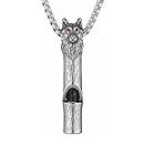 HZMAN Whistle Emergency Necklace for Adults Boys Retro Gothic Wolf Whistle Necklaces Outdoor Survival for Dog Training Camping Hiking Boating Hunting Pendant, Stainless Steel, No Gemstone