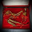 Miniature Brass Musical Instruments Set of 4 - Christmas Ornaments in Box