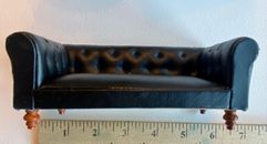 1:12 miniature sofa dollhouse black leather living room furniture wall art carpe