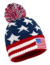 USA Winter Hat, American Flag Beanie With Pom Pom