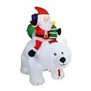 5.6Ft Navidad Inflatables Decoraciones Al Aire Libre Led Light Up Polar White Bear Santa Claus Inflatable Christmas Blow Up Yard Decorations for Garden Lawn Indoor Christmas