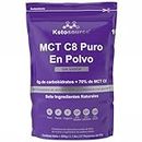 MCT Polvo C8 Puro | Impulso de cetonas 4 veces frente a otros MCT | Cero carbohidratos | Apoya Keto y ayuno | Vegano seguro y sin gluten | Sin sabor | Bolsa 500g | Ketosource