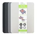 Coloured Chopping Boards Set - Non Slip & Flexible Plastic Cutting Board for Meat and Vegetables - Dishwasher Safe & BPA Free Cutting Mat Set by Simply Genius (8-Pack Gray, Large)
