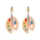 Hollow Alloy Spray Paint Guitar Earrings Exaggerated ins Color Diamond Earrings Creative Punk Style Earrings Women