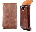 HITFIT Multi Function Leather Double Mobile Phone Pouch for ZTE Nubia Z20 / ZTE Nubia V18 / ZTE Nubia X 5G - Brown
