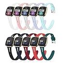 aceyoon 10PCS Silicone Straps Compatible with Fitbit Versa 4/Fitbit Versa 3/Fitbit Sense 2/Fitbit Sense, Adjustable Sports Wristbands Smart Watch Strap Replacement for Women Men (7.1"-8.7")