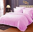 My Mini Bazaar 210 TC 100% Cotton Stripes Plain Bedsheet for Double Bed King Size with Two Pillow Covers Wrinkle, Fade, Stain Resistant | Super King Size Bedsheets 108 x 108 Inch (King, Striped Pink)