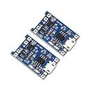 Pack of 2 TP4056 Micro USB Lithium Battery Charging Converter with Overcharge Discharge Over-Current Protection Charging Board (5V,18650)
