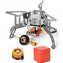 Odoland 3500W Windproof Camping Gas Stove Portable Collapsible Outdoor Camping Stove with Piezo Ignition Backpacking Stove for Outdoor Cooking Hiking Picnic and Trekking