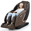 Giantex Full Body Massage Chair, Zero Gravity Recliner Chair on Wheels, SL Track, Foot Rollers, Heating Back, Airbags, Electric Massager with Remote Control (Brown)