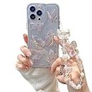 Fycyko Compatible for iPhone 11 Pro Case Cute Butterfly Pattern Clear Design Aesthetic Women Teen Girls Glitter Pretty Crystal Sparkle Sparkly Phone Cases Protective Cover+Butterfly Chain