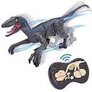 Prehistoric World Remote Control Dinosaurs - Full Function 4-Way Walking Raptor Dinosaur - Jurassic Dinosaur Toys For Boys - Rechargable Robot Dinosaur - FREE Controller Batteries (Colour - Blue)