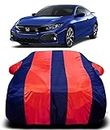 AXLOZ Waterproof Car Body Cover All Accessories Compatible for Honda Civic with Mirror Pocket Uv Dust Proof Protects from Rain and Sunlight | Red Stripes