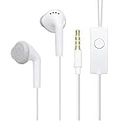 3.5 Mm Jack Wired in Ear Earphones with Mic Compatible with Samsung Smartphones Sound & Bass (White-S1Bb)