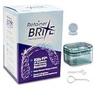 Retainer Brite Cleaning Kit - 96 Tablets (New Formulation) - Retainer Box Ideal for retainers, mouthguard, dentures, invisalign. Removes Plaque and Tartar. (Blue)