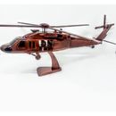 Winston Porter Fedella Wooden UH 60 Black Hawk Helicopter Model Wood in Brown/Gray | 9 H x 24 W x 16 D in | Wayfair