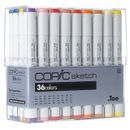 Copic Sketch Double-Tip Refillable Colouring Marker Pens - Set of 36