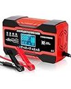 Lulizar 12V/10Amp Car Battery Charger with LCD Screen, Battery Charger with 5 Modes, Intelligent Charges, Repair, Maintains for AGM, WET & GEL Lead Acid Batteries