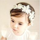 Baby Mädchen Blume Haarband elastisches Stirnband Haarzubehör Taufen Hochzeit