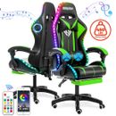 bluetooth Speaker Gaming Chair with Footrest Lumbar Computer Swivel Seat Office