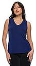 Jostar Women's Basic Tank Top - Sleeveless V-Neck Solid Casual T Shirts with Side Slit Made in USA, Navy, X-Large