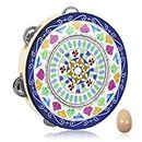 Tambourine for Kids Adults 8 inch Percussion Musical Instrument Hand Held Drum for Kids Adults Metal Jingles Percussion Gift Apply to Church KTV Party，Giving Maraca *1 Color：n10