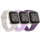Meliya Band Compatible with Fitbit Versa 2 Bands for Women Men, Soft Silicone Replacement Sport Strap Wristbands Accessories for Fitbit Versa 2 / Versa / Versa Lite / Versa SE Smart Watch (Violet+Purple+Starlight)