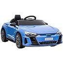 HOMCOM Audi RS e-tron GT Licensed Electric Cars for Kids Electric Ride-ons 12V Battery Powered Toy w/Remote Control Music, for 3-5 years, Blue