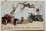 Postcard motif car motorcycle 1939 