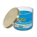 iH casadécor 14 Oz 3 Wick Jar Candle w/ Embossed Lid (Ocean Dreams) - Set Of 2 Paraffin, Glass in Blue | 3 H x 4 W x 4 D in | Wayfair FG-58022(2)