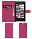 ACM Leather Window Flip Wallet Front & Back Case Compatible with Nokia Lumia 530 Mobile Cover Pink