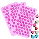 RiSai 1pc Heart Silicone Mould, 55 Hearts Non-Stick Chocolate Candy Ice Jelly Sweets Molds, DIY Wax Melt Moulds, Baking Cake Topper Decoration