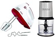 Inalsa Hand Blender| Hand Mixer|Beater - Easy Mix, Powerful 250 Watt Motor & Chopper Bullet Inox-450W with Variable Speed and Pure Copper Motor, Dual Layered Blade, 500ml Capacity (Black/Silver)