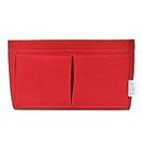 POCHETTE DE LUXE Luxury Bag Organizer Insert for Ladies Handbag, Tote Bag, Hobo Bag with Multiple Compartments, Purse Divider with Removable Insert, Felt Febric, Red, (22.5 X W 6.5 X H 13cm)