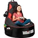 Premium Gaming Bean Bag Chair Kids [No Filling], Video Game Chair, Beanbag Chairs for Kids and Teens, Bean Bag Gaming Chair (Black/Red)