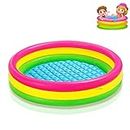 Toy Imagine™ 4 Ft Swimming Pool for Kids | Inflatable Sunset Glow Round Colourful Ring Baby Pool Portable Baby Bath tub | 0-5 Years | Indoor & Outdoor Swimming Pool for Kids (Multi Color)