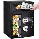 2.5 CUB Depository Drop Safe, Front Drop Slot Lock Box with Digital Combination and Anti-Fishing, Silent Deposit Safe Box, Security Money Safe for Cash Slips Expense Business Office Home